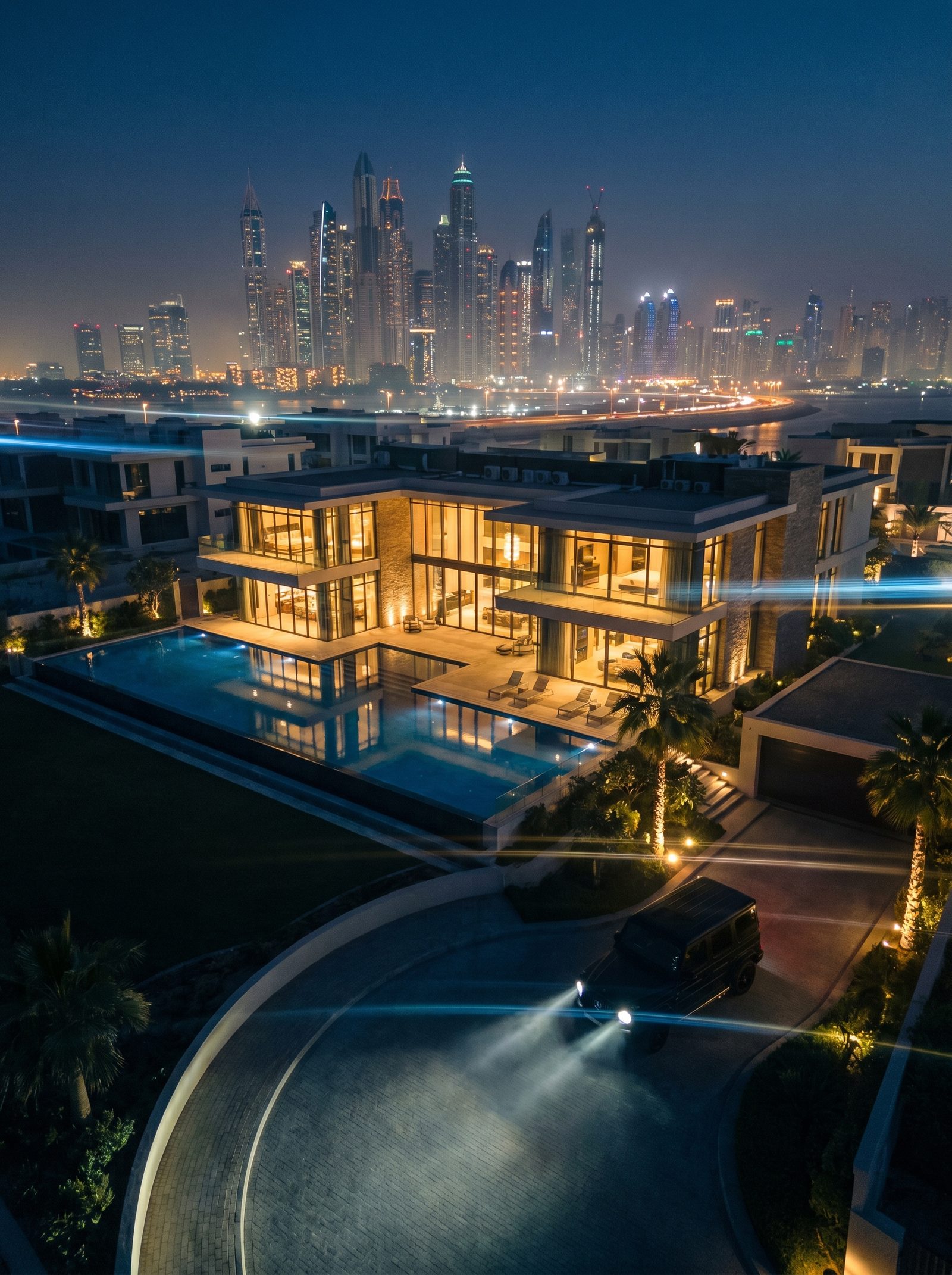 Real Estate Wealth Engine — Palm Jumeirah villa Dubai skyline