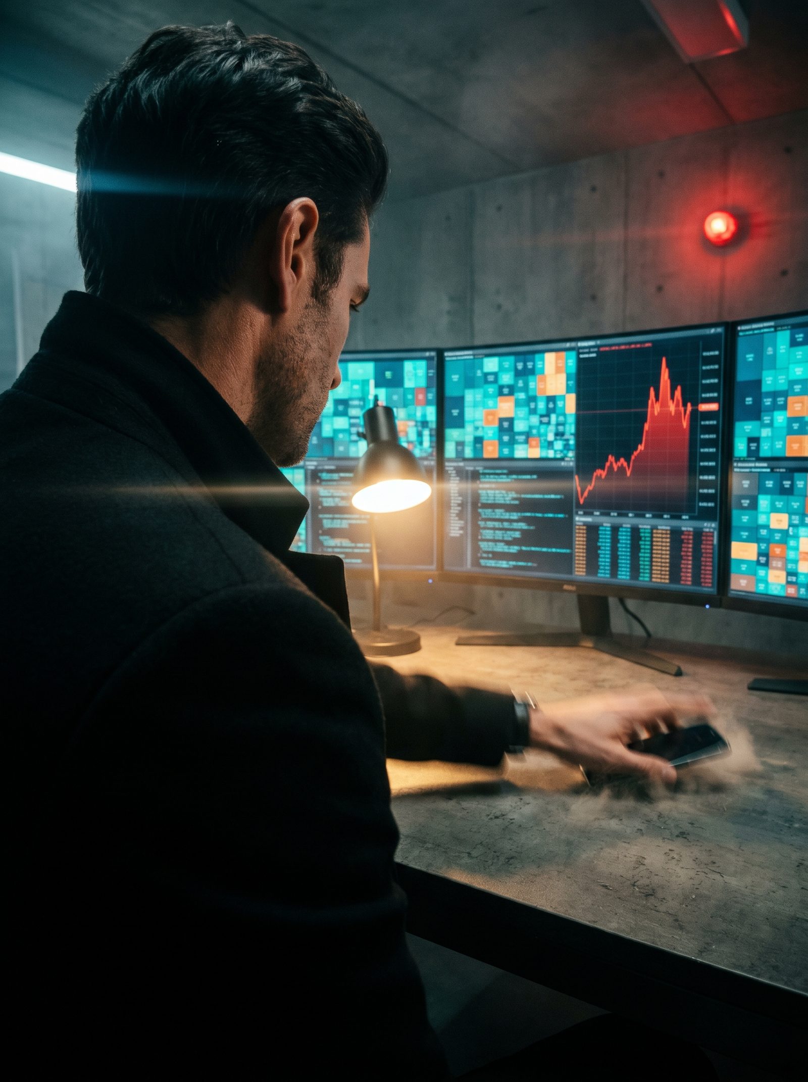 AI Sales Engine — trading floor intensity, alert lights